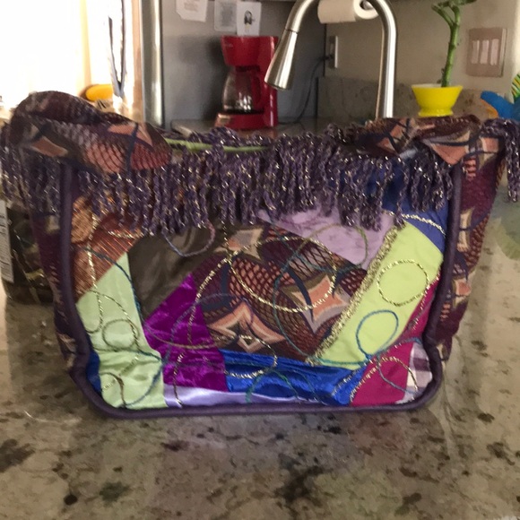 Handbags - Patchwork Beaded Fringe Tote Bag - Multicolor.
